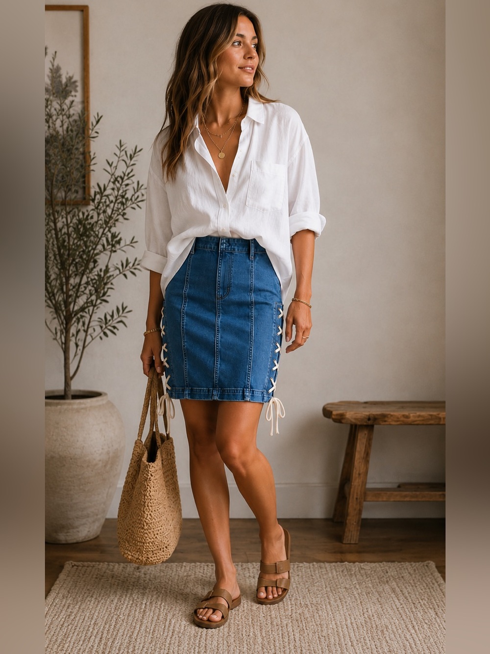 Free People Lace Up Denim Mini Skirt Size 6 Boho Festival Y2K